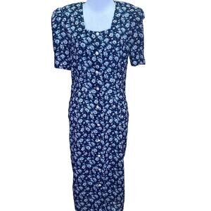 Sweet Miranda Vintage Floral Square Neck Maxi Button Dress Size 8P